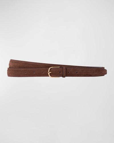 Shop Totême Suede & Leather Wrap Belt In Chocolate Brown 8