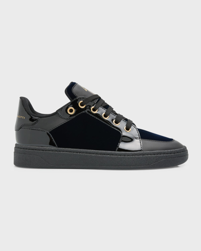 Shop Giuseppe Zanotti Men's Veronica Low-top Sneakers In Navy/blk