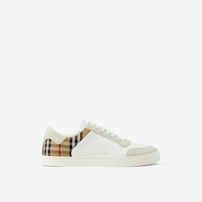Shop Burberry Leather In Natural White/archive Beige