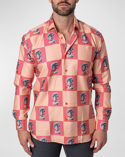 Maceoo Fibonacci Pop Art Cotton Button-up Shirt In Red
