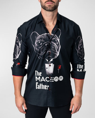 Shop Maceoo Men's Fibonacci Dogfather Sport Shirt In Black