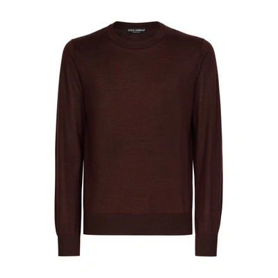 Shop Dolce & Gabbana Extra-fine Cashmere Crewneck Sweater In Wine