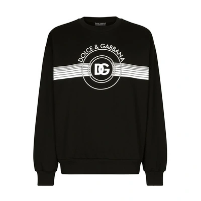 Shop Dolce & Gabbana Jersey Sweatshirt With Logo Print In Black