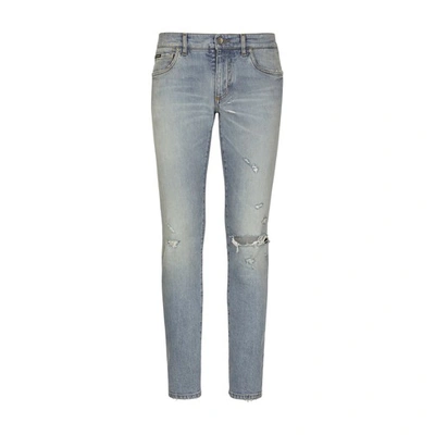 Shop Dolce & Gabbana Washed Skinny Denim Stretch Jeans In Combined_colour