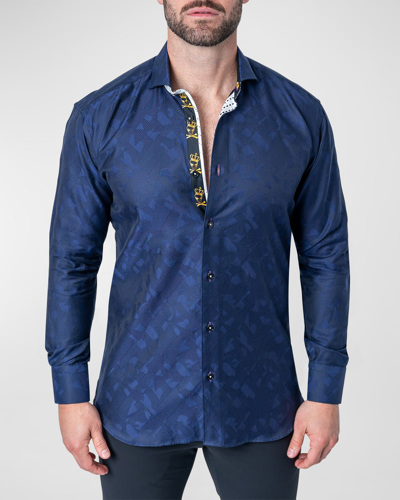 Shop Maceoo Men's Einstein Shapes Sport Shirt In Blue