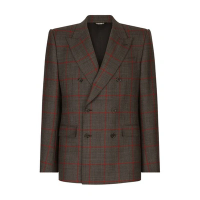 Shop Dolce & Gabbana Double-breasted Glen Plaid Sicilia-fit Suit In Check_tartan