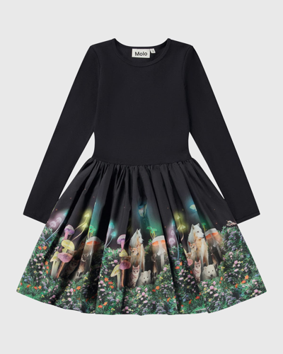 Shop Molo Girl's Casie Combo Dress In Firefly Magic