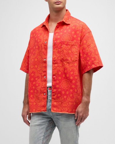 Shop Purple Men's Bandana-print Cotton Shirt In Red