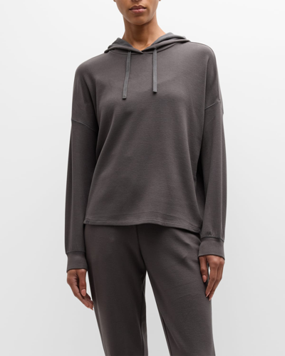 Shop Barefoot Dreams Butter Fleece Hooded Pullover In Carbon