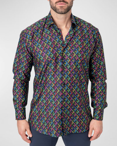 Maceoo Fibonacci Regular Fit Skullvoid Multi Button-up Shirt In Multi