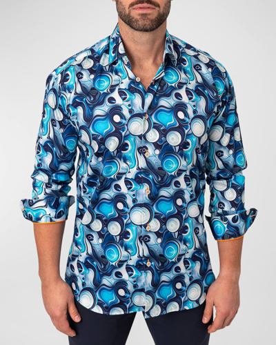 Shop Maceoo Men's Fibonacci Bubbles Sport Shirt In Blue