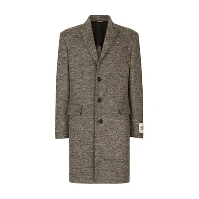 Shop Dolce & Gabbana Melange Diagonal Wool Single-breasted Coat In Combined_colour