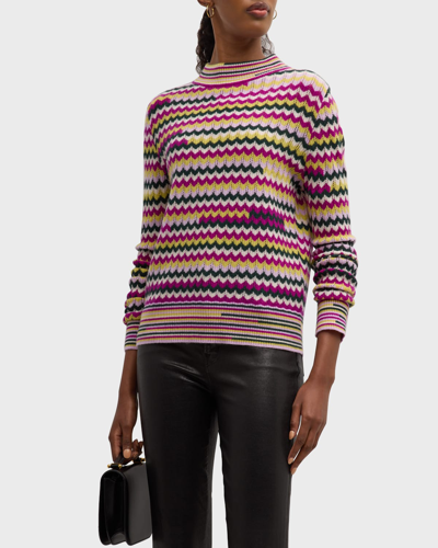 Shop Happy Sheep Striped Mock-neck Wool-cashmere Sweater In Multi