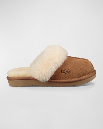 Shop Ugg Girl's Cozy Ii Suede & Shearling Slippers, Kid In Che Chestnut