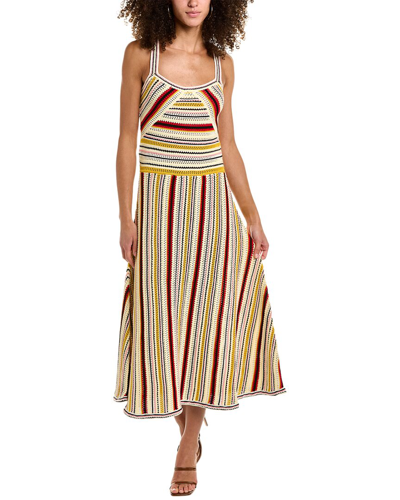 Shop Zimmermann Stripe Midi Dress In Yellow