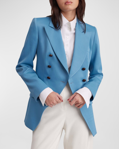 Shop Anne Fontaine Lonora Double-breasted Peak-lapel Blazer In Icy Blue