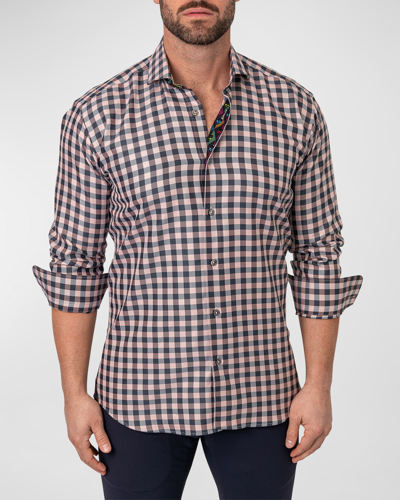 Maceoo Einstein Squares White Regular Fit Plaid Button-up Shirt In White