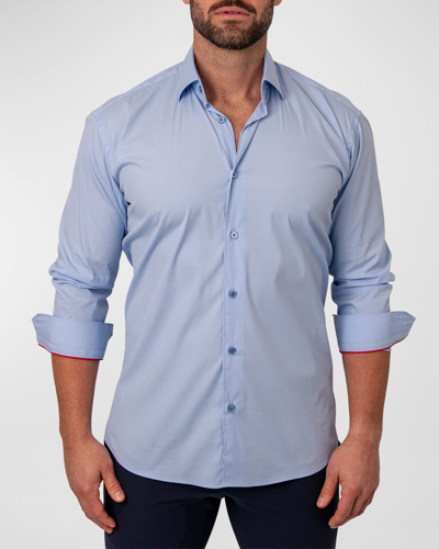 Shop Maceoo Men's Fibonacci Solid Stretch Sport Shirt In Blue