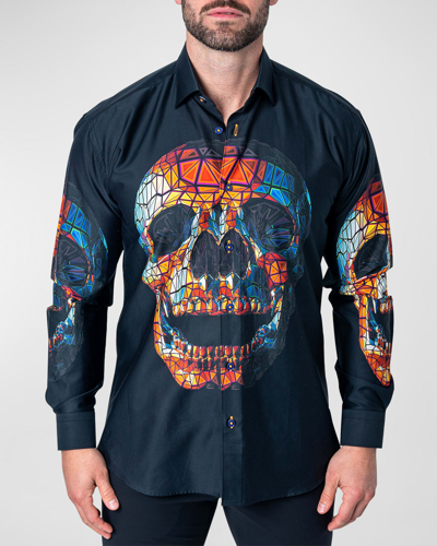 Shop Maceoo Men's Fibonacci Skullprizm Sport Shirt In Black