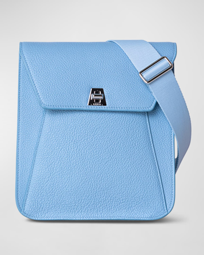 Shop Akris Anouk Small Leather Messenger Bag In Sky Blue