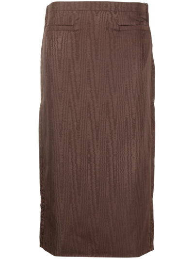 Shop Marine Serre Regenerated Moiré Pencil Skirt - Women's - Recycled Polyester/polyester/viscose In Brown