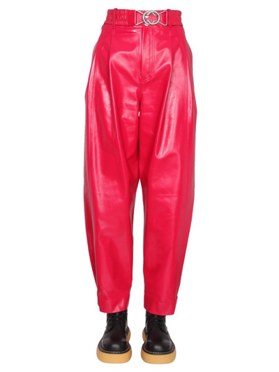 Shop Bottega Veneta Cropped Leather Pants In Red