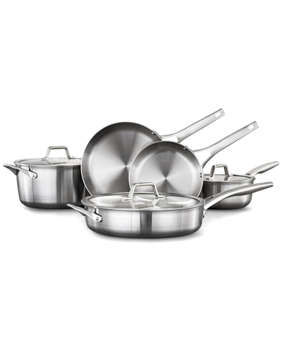Shop Calphalon Premier 8pc Stainless Steel Cookware Set In Silver