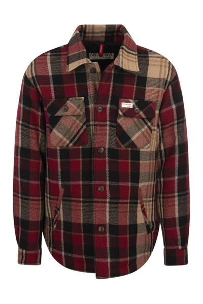 Shop Fay Shirt-cut Check Jacket In Red/beige