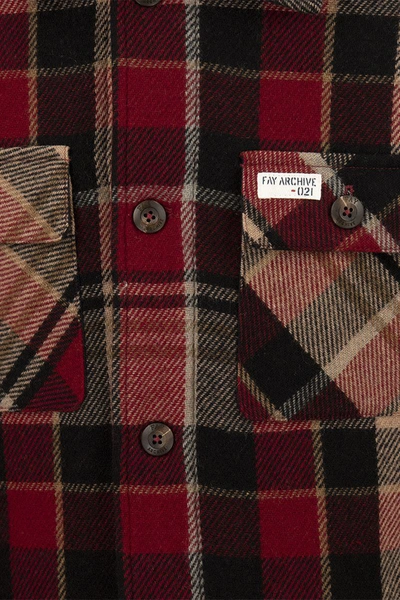 Shop Fay Shirt-cut Check Jacket In Red/beige