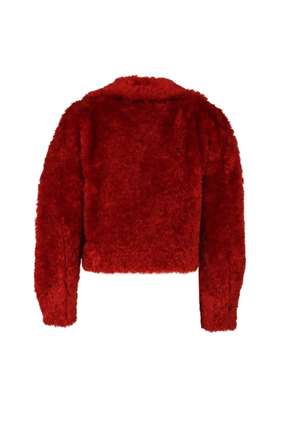 Herno Cropped Fur Jacket In Red