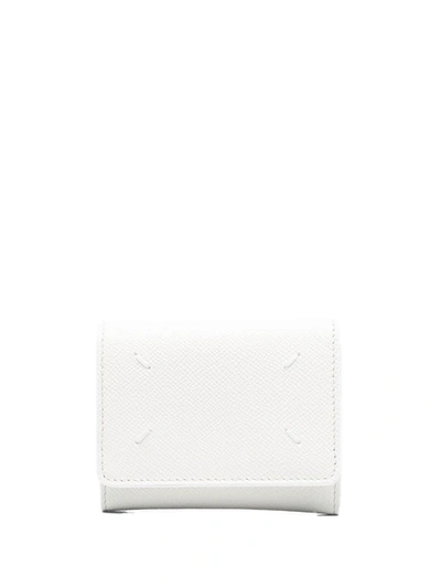 Shop Maison Margiela Leather Trifold Wallet In White