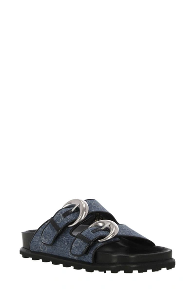 Shop Marine Serre Sandals In Medium Dark Blue Moonogram
