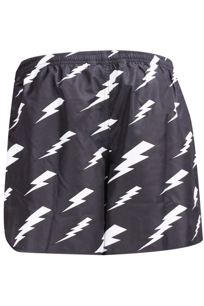 Shop Neil Barrett Shorts In Iron/whi/blk