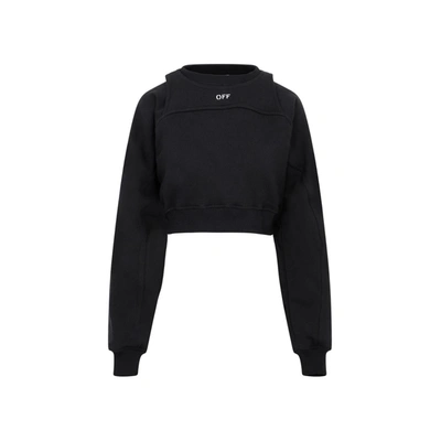 Shop Off-white Off Stamp Round Crop Crewneck Sweater In Black