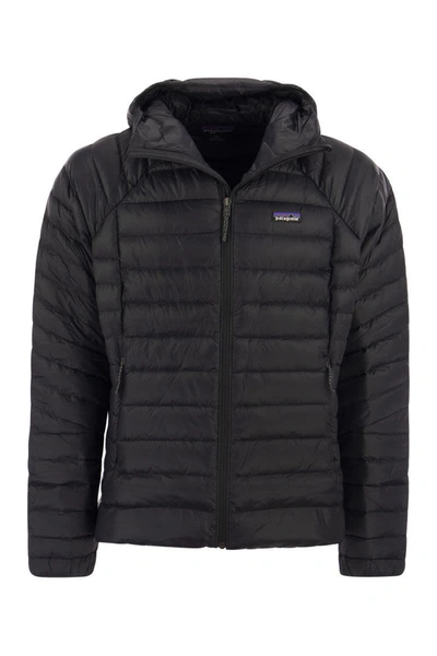 Shop Patagonia Hooded Down Jacket In Black