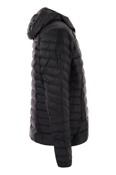 Shop Patagonia Hooded Down Jacket In Black