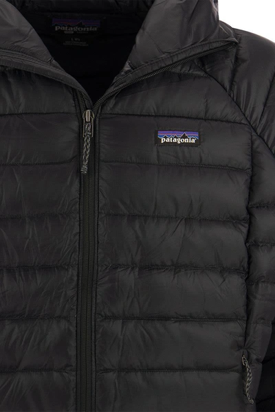 Shop Patagonia Hooded Down Jacket In Black