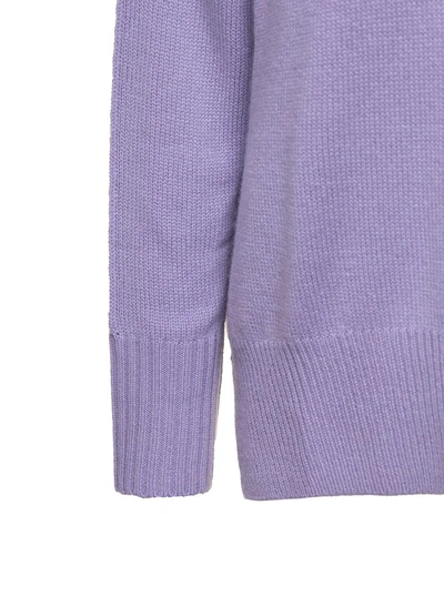 Shop Allude Purple Sweater With U Neckline In Cashmere Woman In Violet