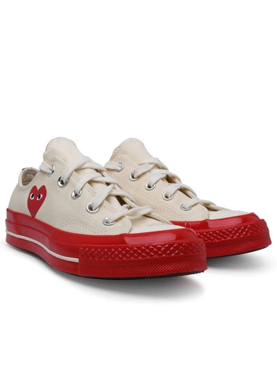 Shop Comme Des Garçons Play X Converse White Cotton Sneakers