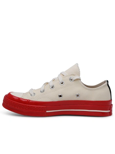 Shop Comme Des Garçons Play X Converse White Cotton Sneakers