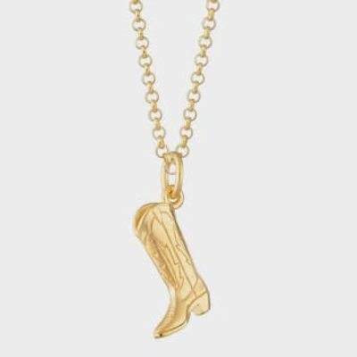 Shop Scream Pretty Cowboy Boot Necklace In Gold
