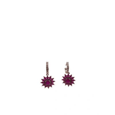 Shop Sixton Ruby Flower Earrings