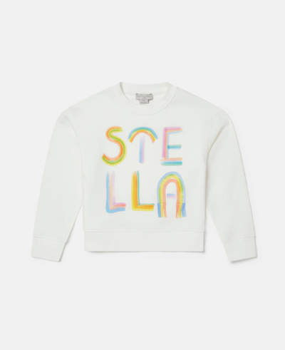 Shop Stella Mccartney Stella Logo Rainbow Sweatshirt In Cream
