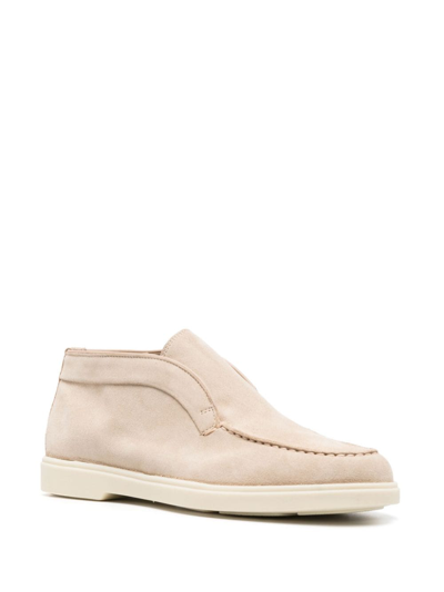 Santoni Slip-on Sneakers With Rubber Sole And Suede Finish In 中性色