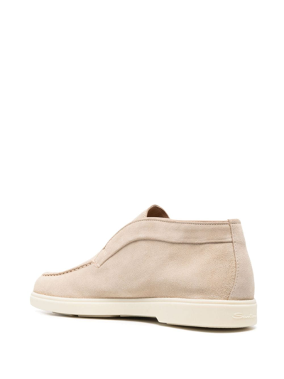 Shop Santoni Suede Slip-on Loafers In 中性色