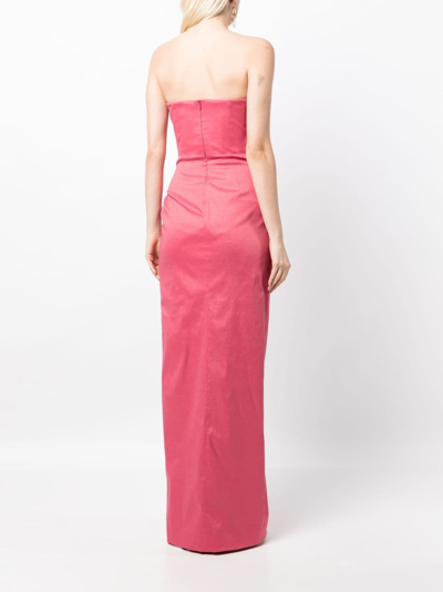 Shop Rachel Gilbert Mira Pleated Strapless Gown In Pink