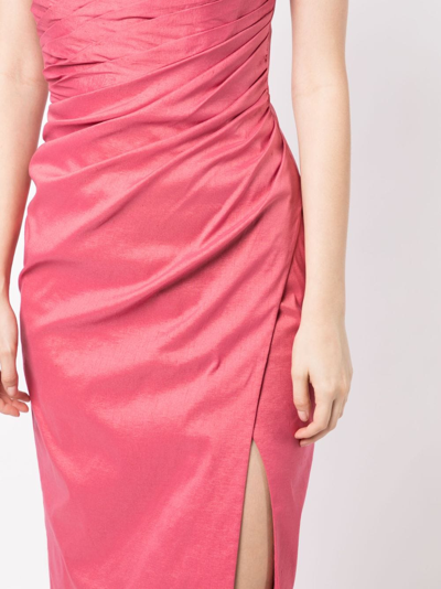 Shop Rachel Gilbert Mira Pleated Strapless Gown In Pink