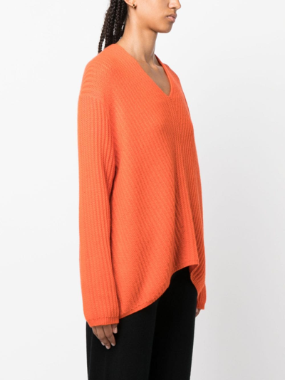Shop Allude Ribbed-knit Cashmere Sweatshirt In Orange