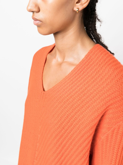 Shop Allude Ribbed-knit Cashmere Sweatshirt In Orange