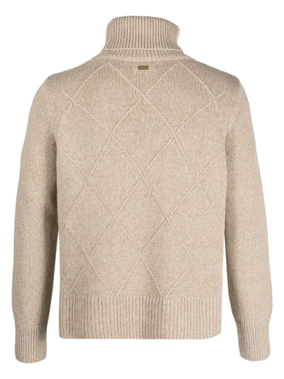 Shop Barbour Roll-neck Knitted Jumper In 中性色